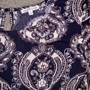 Navy Blue Damask Dress - Size Small